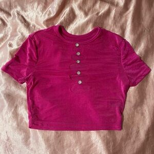 SHEIN XS Pink Gems And Cut Outs Crop Top
